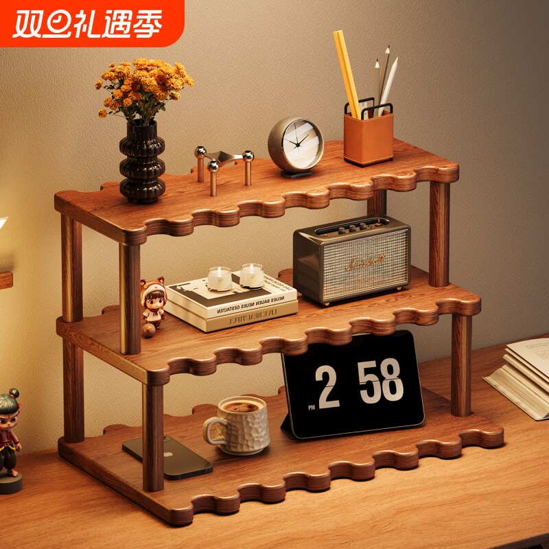 杯架桌面水杯架实木收纳架餐桌杯子架餐边柜置物架台面阶梯多层