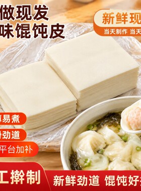 【冷链运输】超薄馄饨皮无食盐碱饺子云吞皮送宝宝婴儿幼儿辅食谱