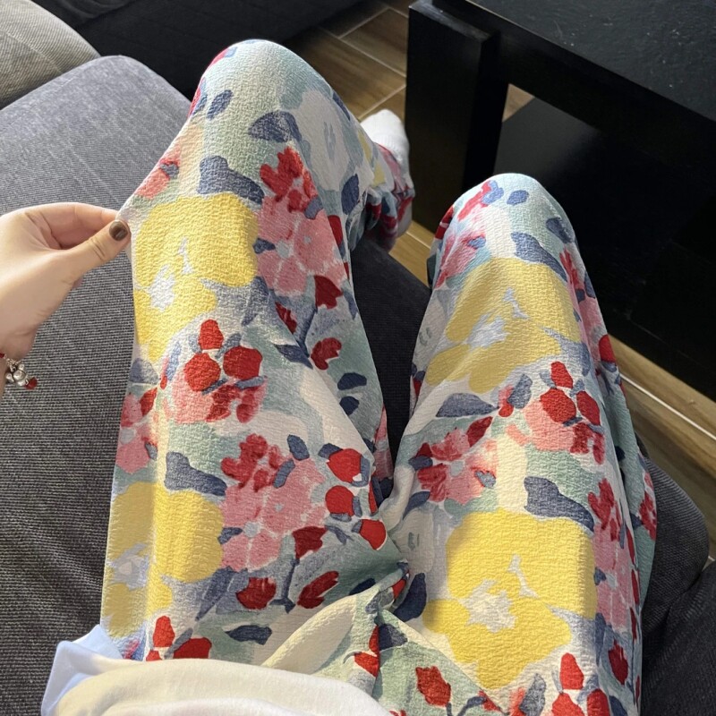 学生卡通印花直筒休闲裤女新款休闲宽松遛弯裤百搭睡裤家居裤长裤