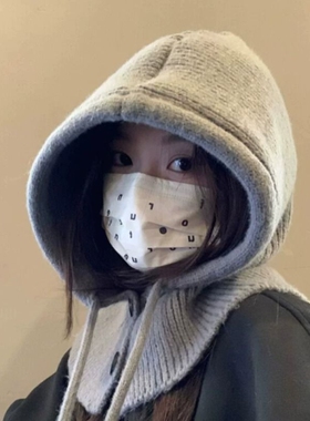 灰色针织帽子女秋冬季2026新款