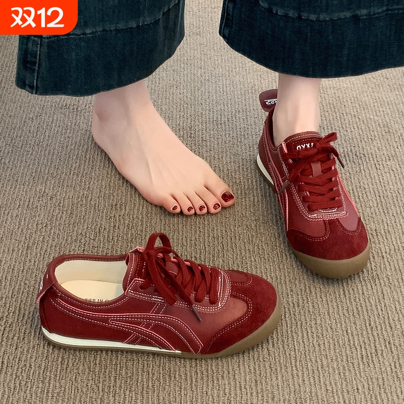 红色德训鞋女款2025新款秋季爆款超火巨好看板鞋休闲运动鞋子女鞋