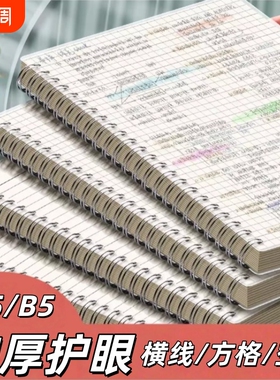 PP线圈笔记本A5/B5加厚耐磨平摊便携学生办公简约高颜值记事本横线/空格/空白可选线圈本网格