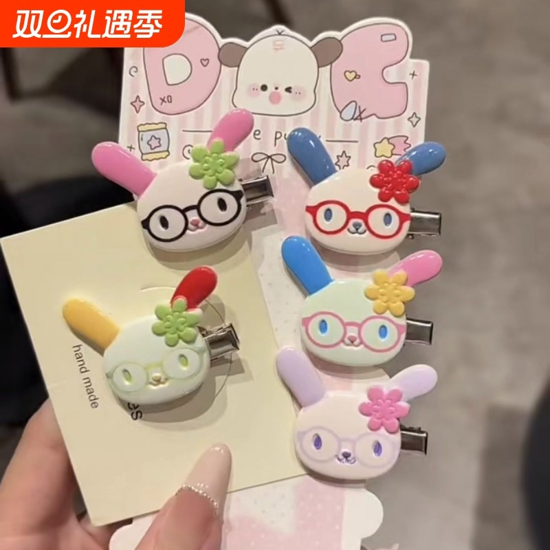 少女可爱卡通发夹无痕发夹学生花小兔碎发侧边刘海夹甜美发卡
