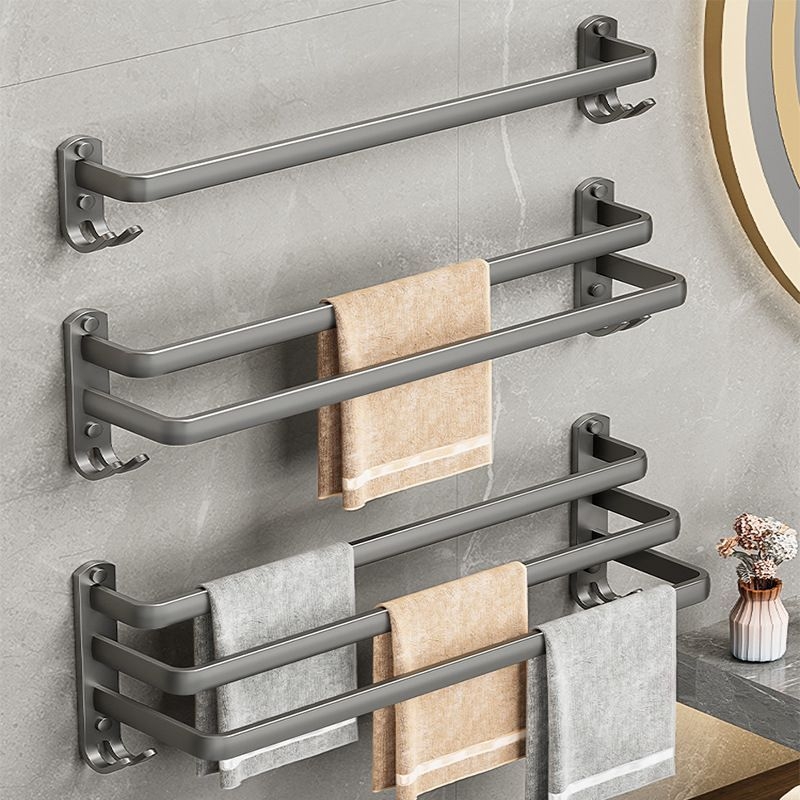 免打孔太空铝毛巾杆单双杆卫生间毛巾架子浴巾挂杆浴室挂架置物架