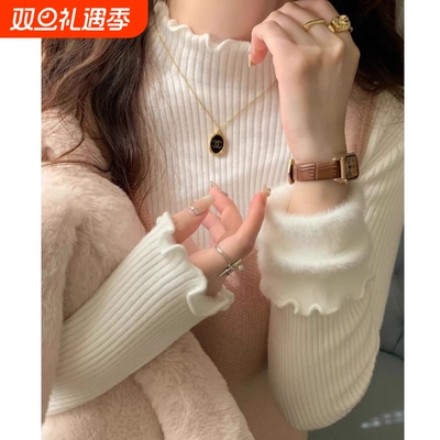 保暖聚酯纤维小圆领休闲女打底衫