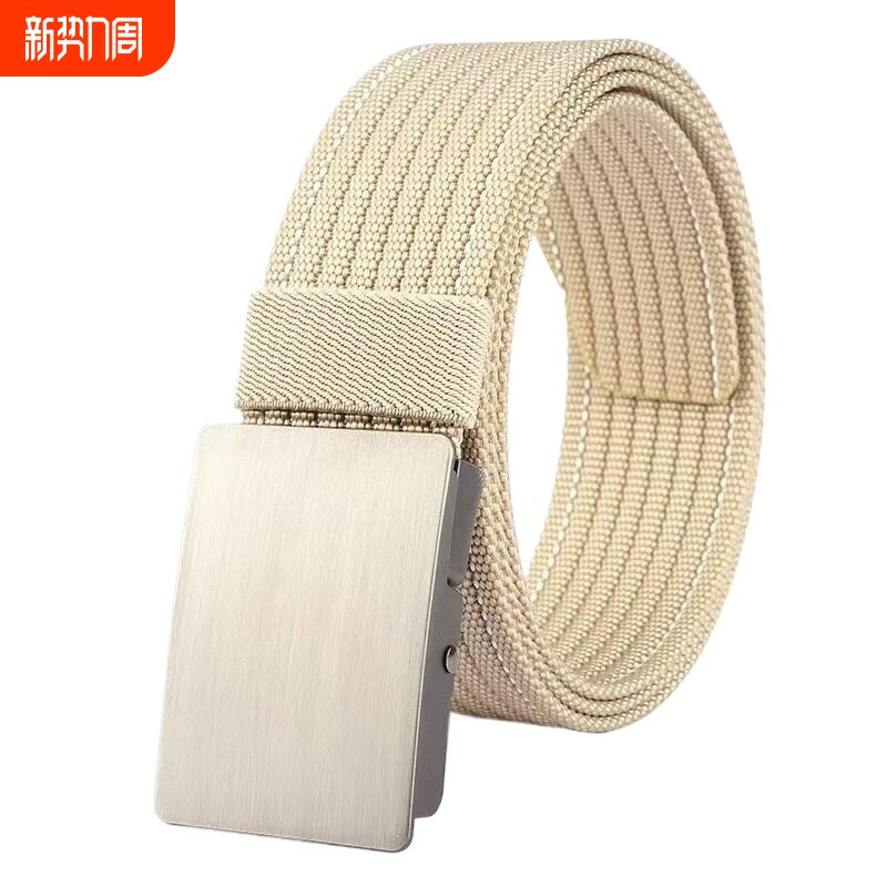 皮带腰带无印MUJ日本男士帆布平滑扣休闲百搭尼龙加厚无孔裤.新款