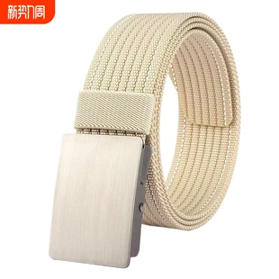 .新款 皮带腰带无印MUJ日本男士 帆布平滑扣休闲百搭尼龙加厚无孔裤