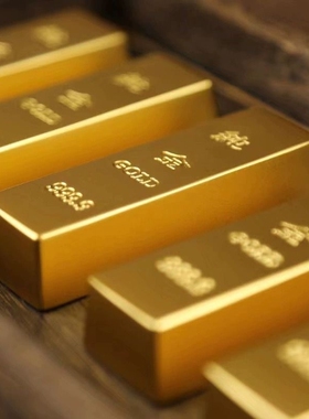 金条仿真沙金摆件实心元宝假金砖金块镀铜样品中国黄金道具客厅