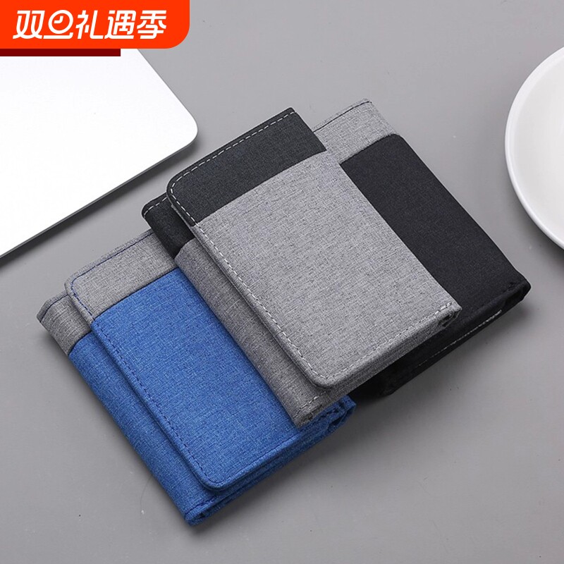无印MUJ钱包学生短款男士证件卡包多卡位防盗刷新款帆布随身钱夹