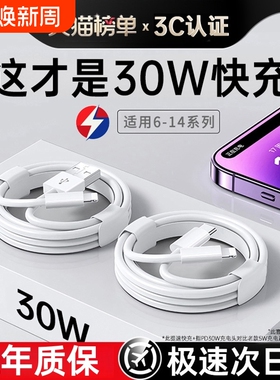 【原配30W快充】快充数据线适用苹果14iPhone13/12proMax11充电线器手机XS/XR/8p加长iPad平板6s2米7plus柚狮