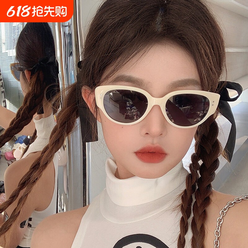 猫眼墨镜女防晒高级感2026新款椭圆近视偏光太阳眼镜女款茶色潮流