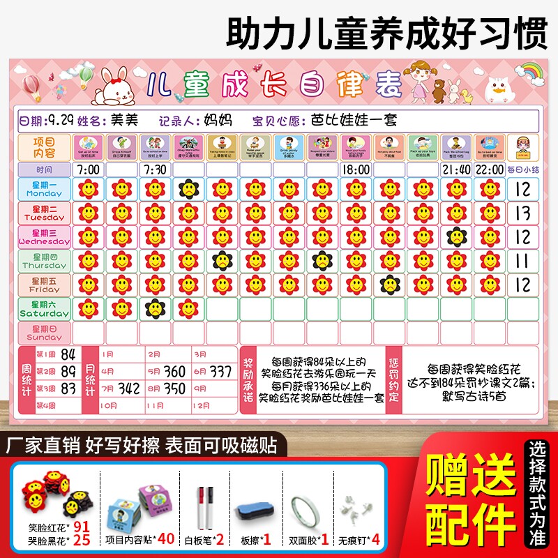 儿童成长自律表宝宝好习惯积分表图片