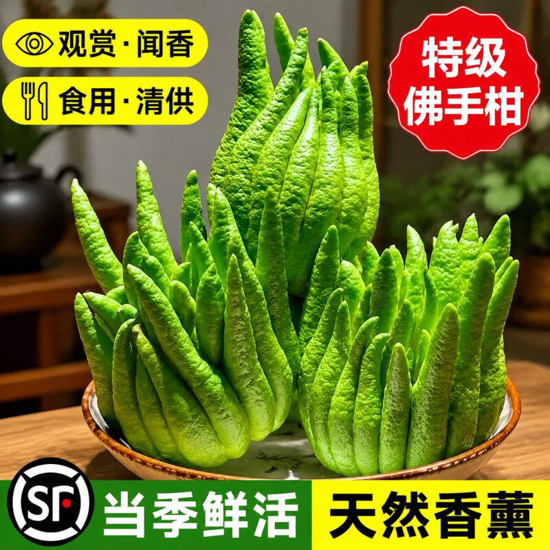 佛手柑鲜果新鲜佛手瓜切带枝室内摆件清供观赏闻香可食用花卉盆栽