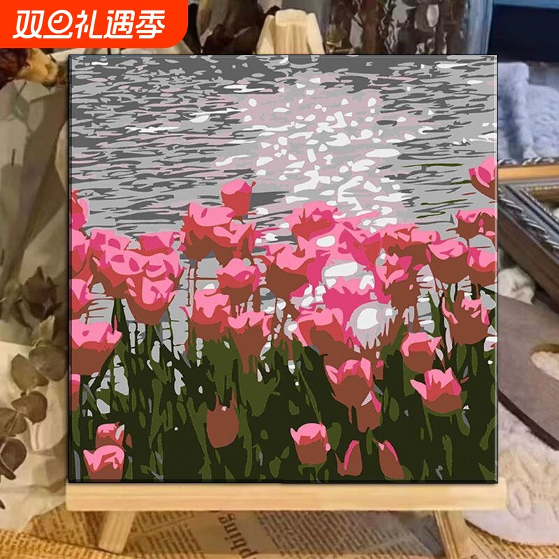 diy数字2025卡通动漫风景花卉丙烯油彩挂画简单手工儿童益智画画