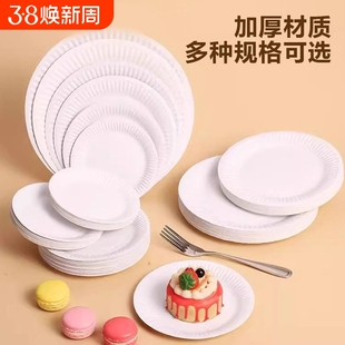 食品级一次性餐盘盘子纸盘生日蛋糕派对纸碟餐具幼儿园白绘画烧烤