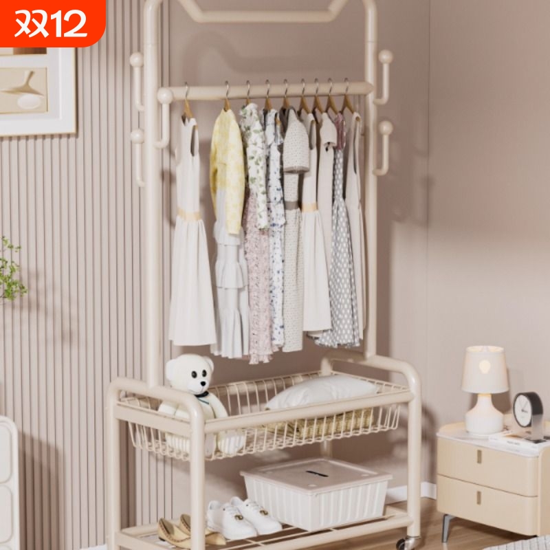 卧室落地挂衣杆架金属衣帽架柜房间收纳置物架子晾衣神器办公室