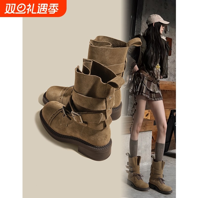 8cm内增高马丁靴女2025新款秋季厚底美拉德堆堆靴短靴子高跟隐