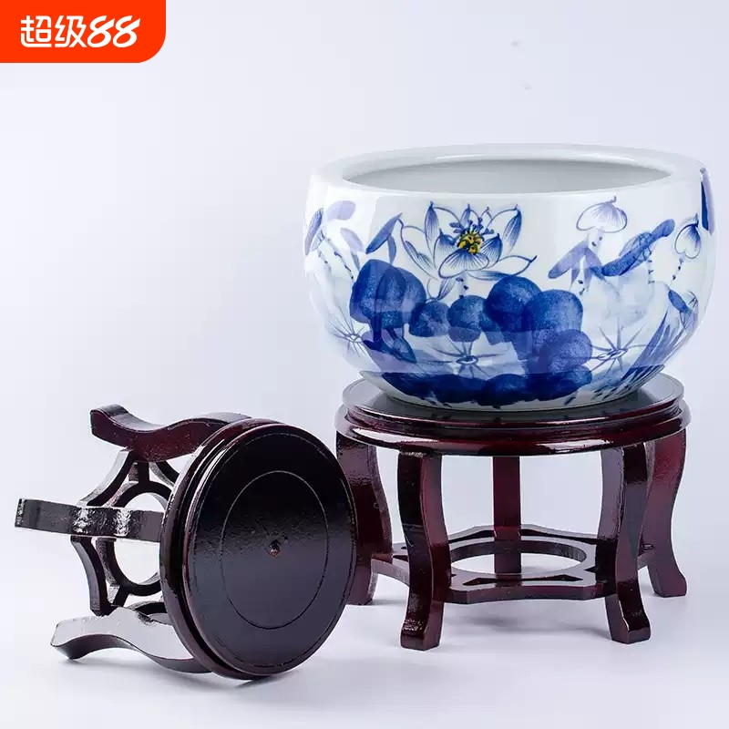 花盆花瓶底座托架木质圆形盆栽奇石头酒坛摆件鱼缸架高底座木托盘