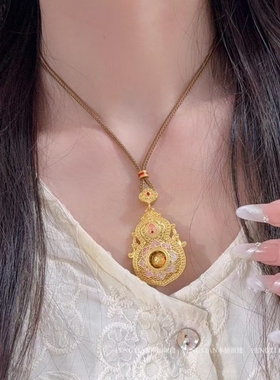 「璃葫」2025新品民族风花丝葫芦吊坠女鎏金毛衣链挂坠国潮风项链