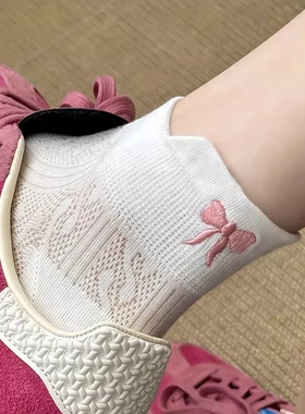 芭蕾风蝴蝶结袜子女2026新款爆款短袜女夏季薄款透气白色纯棉夏天