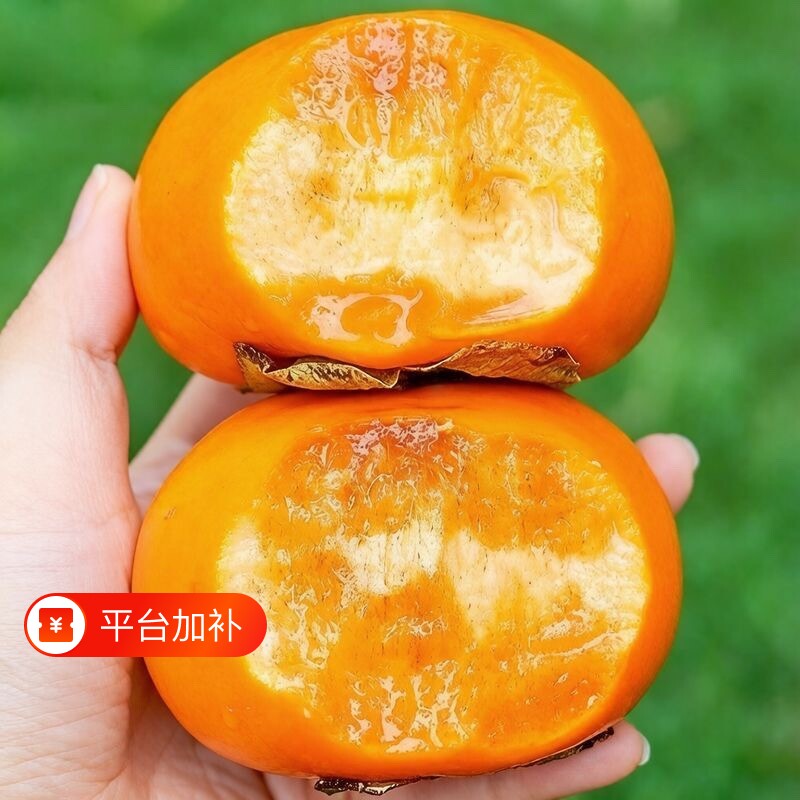 脆柿子新鲜水果彩箱批发 巧克力冰糖心无核黄心柿 当季脆甜硬柿