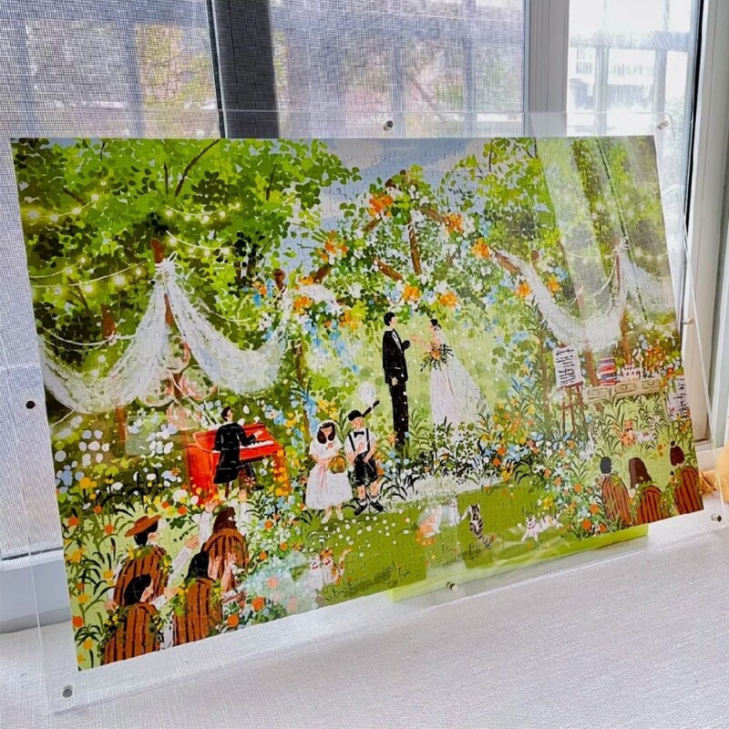 亚克力相框拼图裱框摆台挂墙70*50ins高透明三层防尘1000