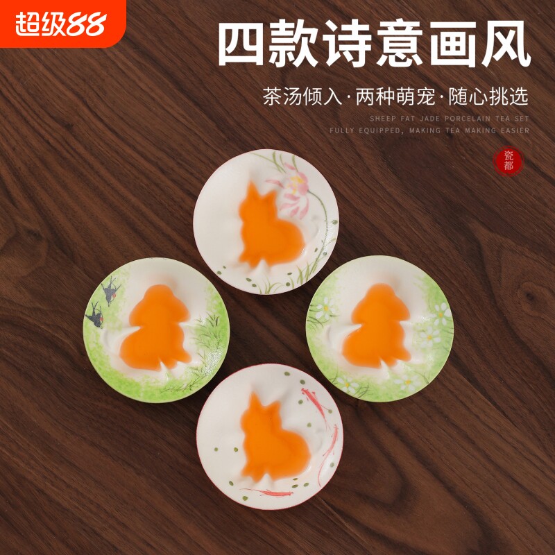 高档陶瓷主人杯手绘萌猫茶杯图片