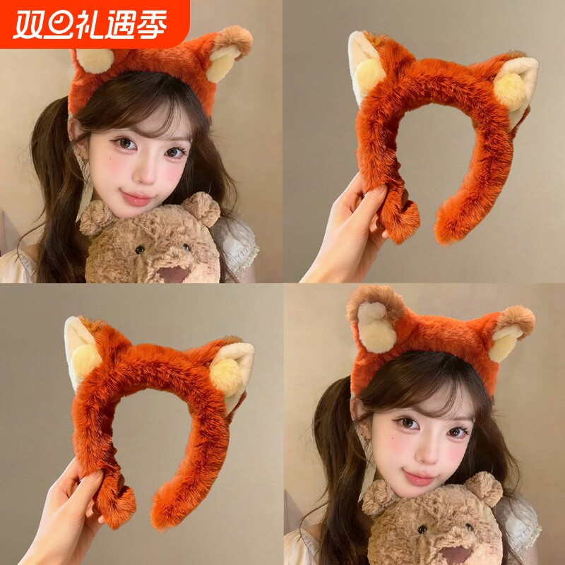 狐尼克毛绒发箍女疯狂动物朱迪尼克头箍洗脸发卡游乐园拍照头饰品