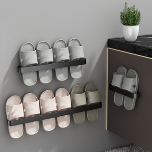 浴室拖鞋架免打孔卫生间壁挂式毛巾架门后鞋子收纳架方太空铝墙面