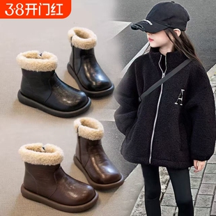 雪地靴女童儿童冬季2025新款棉鞋加绒短靴加厚靴子女宝宝鞋子冬鞋