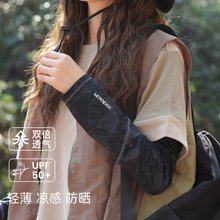 夏季新款女冰袖冰丝透气防紫外线臂围可调节弹力开车防晒袖套宽松