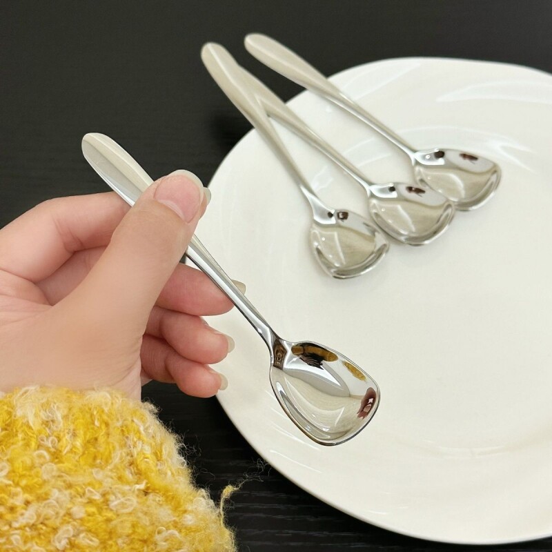 方头勺子长柄高级精致调料小勺ins咖啡勺搅拌小勺迷你可爱小方勺