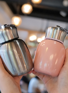 迷你保温杯小巧便携超萌可爱儿童外出学生不锈钢水壶红色户外橙色