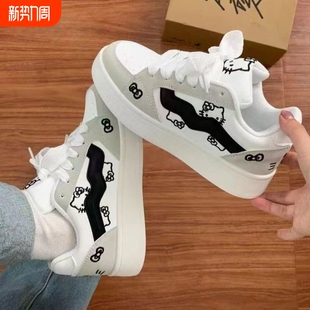 原创可爱运动面包鞋 春秋季 女2026爆款 kt猫设计感小众休闲板鞋 新款