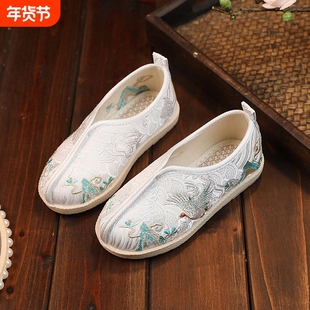 老北京儿童汉服鞋布鞋手工春秋古风靴子马面裙男童鞋民族风绣花鞋