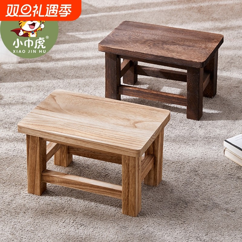 小板凳家用实木换鞋客厅搭脚网红成人矮凳结实可叠放中式木头凳子