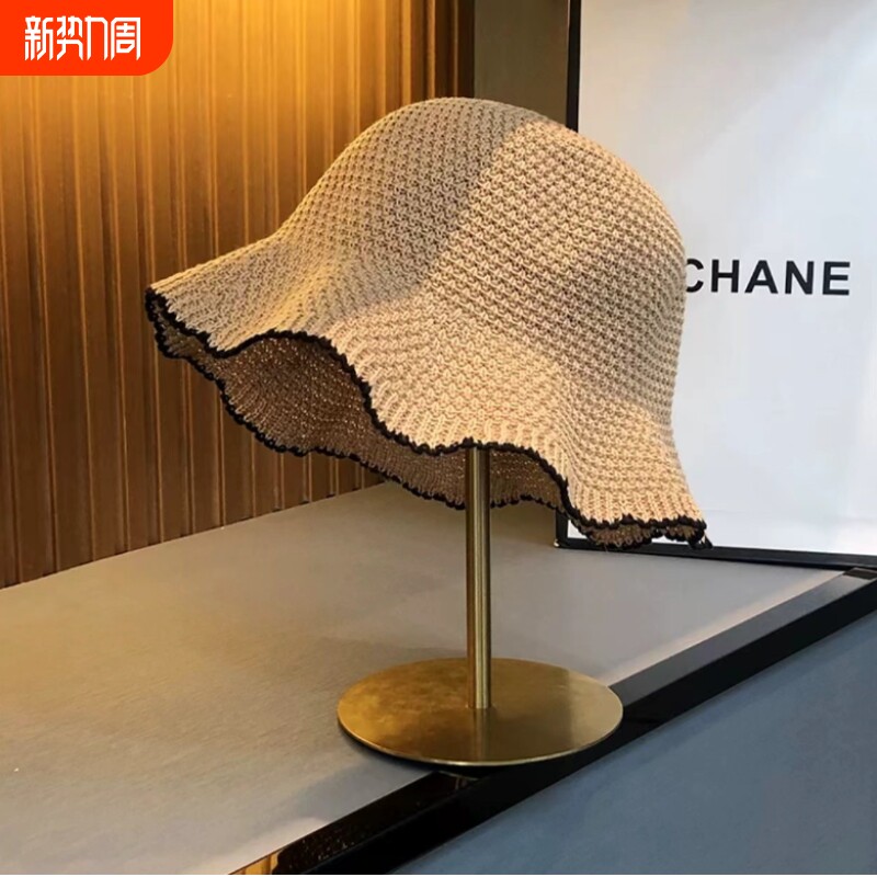 秃头少女~适合短发的帽女夏天薄款透气春秋遮阳防晒编织线渔夫帽