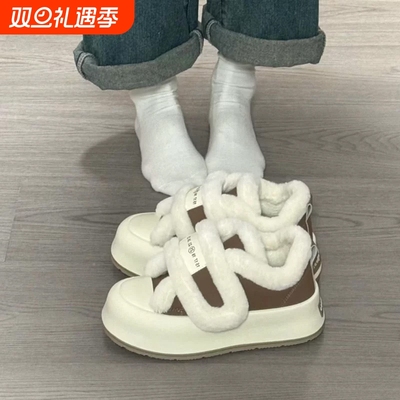 厚底雪地靴女2025新款冬季加绒毛毛鞋子外穿防水保暖棉鞋毛绒白色
