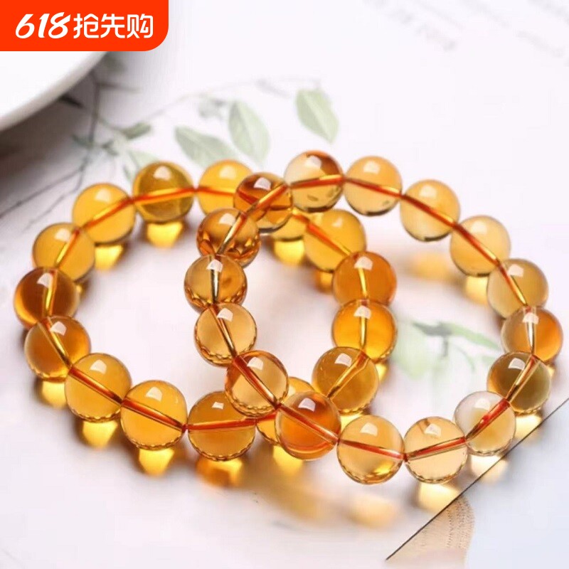 爆款仿黄水晶手链貔貅手串招财黄色水晶手串男女本命年手链礼物