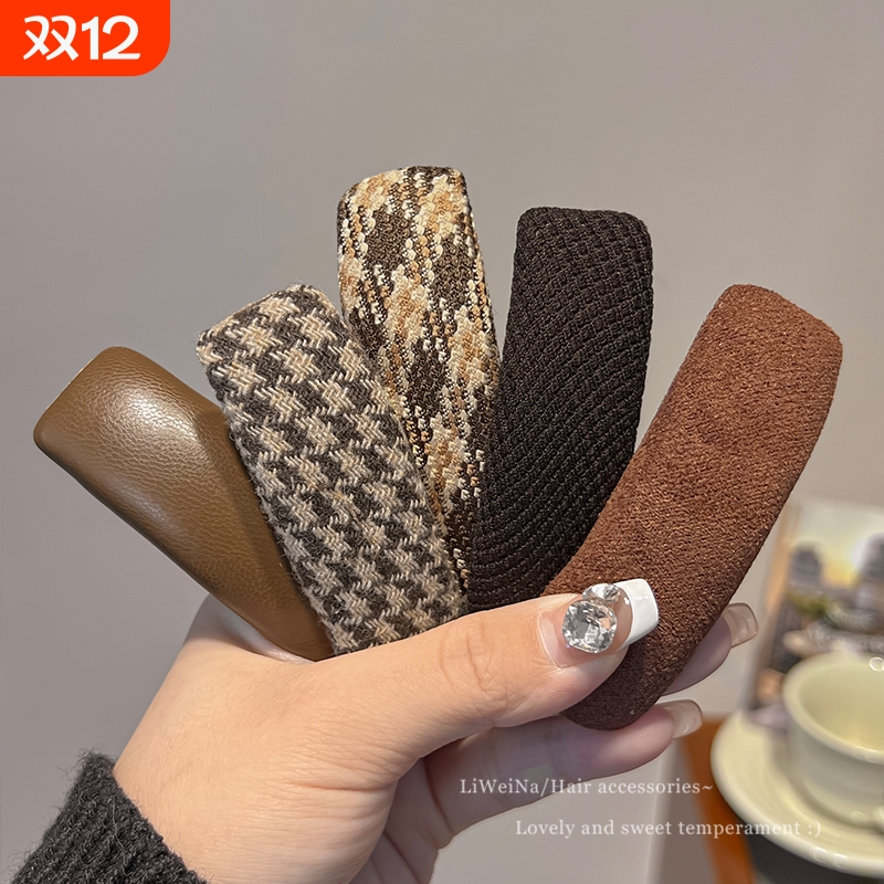 美拉德千鸟格发夹女侧边刘海夹子后脑勺碎发bb夹发卡头饰气质秋冬