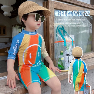 儿童宝宝小中大童连体速干可爱笑脸游泳套装 男童泳衣2024夏季 新款