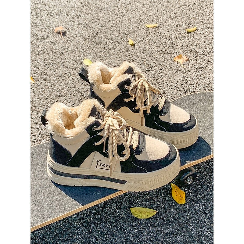 加绒保暖高帮厚底棉鞋女款2025冬季新款增高东北防滑外穿加棉板鞋,女鞋,时尚休闲鞋,淘宝优惠券,粉丝福利购,淘宝优惠卷