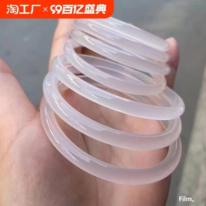 最初天然正品白玉髓细圆条手镯极细叮当镯子玉镯冰种白月光