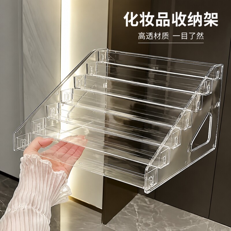 化妆品收纳盒置物架桌面口红眼影盘梳妆台架子亚克力展示架柜美甲图片