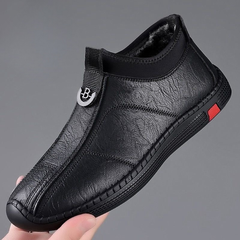 新款2025舒适休闲皮鞋秋冬季男鞋韩版鞋透气商务皮鞋百搭单棉同款