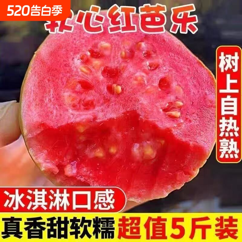 广东软糯红心芭乐5斤新鲜水果番石榴脆甜胭脂红巴乐整箱包邮软心