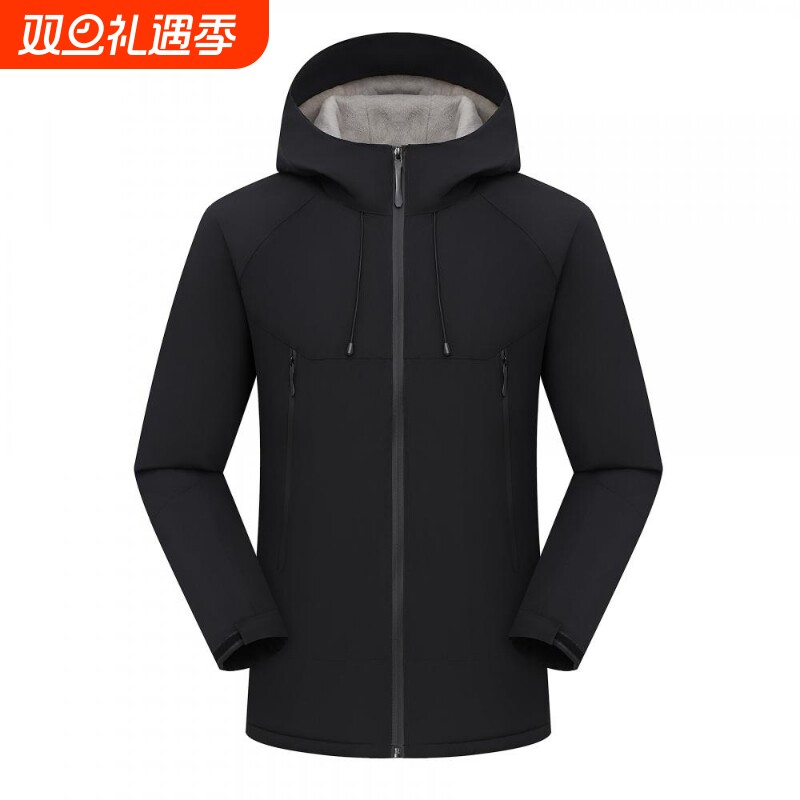 高端冲锋衣冬季工作服加绒加厚防水户外工装超柔一体连帽工装制服