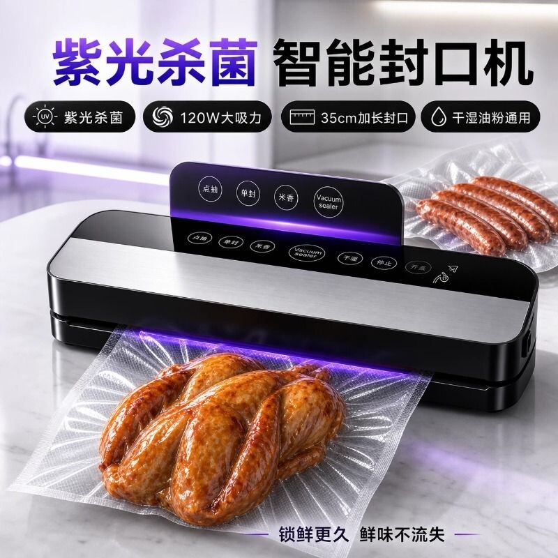封口机不锈钢全自动抽真空小型家用干湿两用杀菌食品保鲜密封压缩