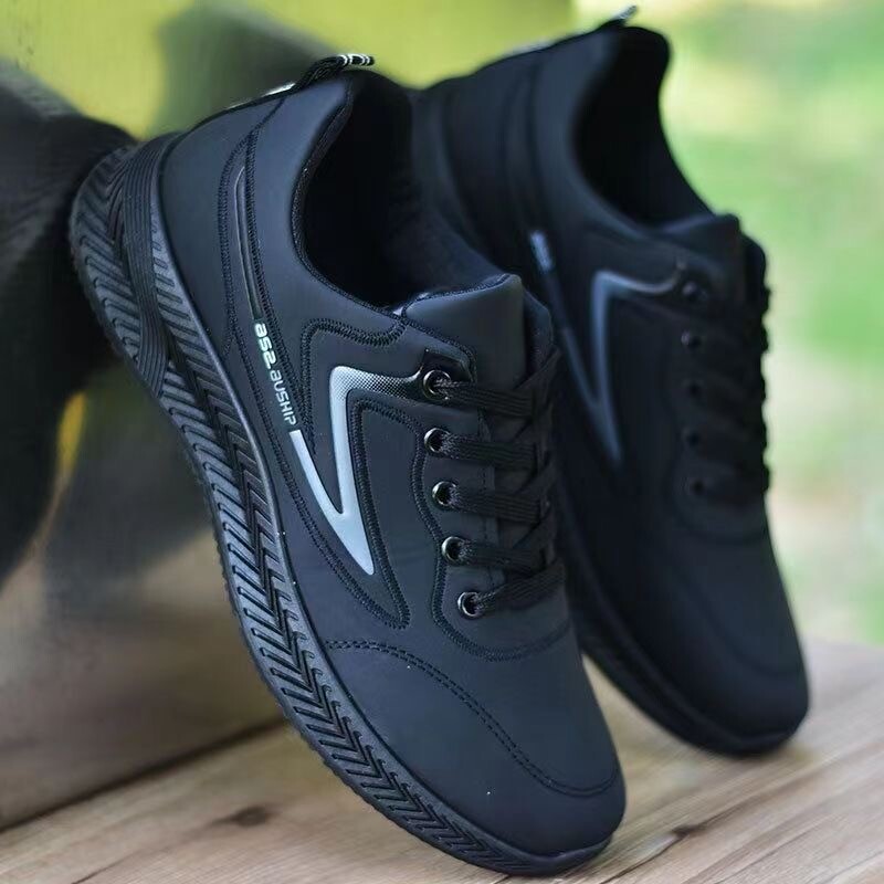 男鞋冬季防水皮面运动鞋保暖厨师鞋跑步鞋防臭工作鞋防滑加绒休闲