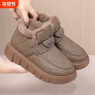 回力女鞋棉鞋女冬季加绒保暖防滑一脚蹬雪地靴防水加厚棉靴时尚